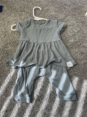 Ready set romper dusty blue rubbed romper 0-6m